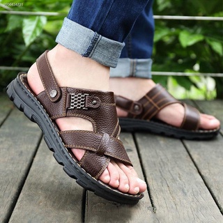 2021 new summer men s sandals leather casual beach shoes men s outer wear first layer leather sandal