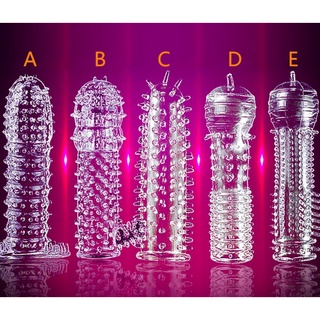 Five Styles Crystal Silicone Reusable Penis Sleeve Time Delay Crystal Penis Rings Male Penis