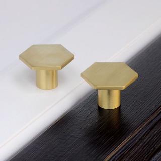 2J` Gold Brass Hexagon Knobs Cabinet Door Handle Drawer Pulls Furniture Hardware