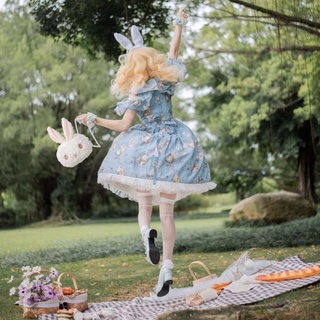 ▨❣۞Lolita cute bunny bag pearl chain messenger bag sweet wild soft girl lo Niang plush doll bag fema (6)