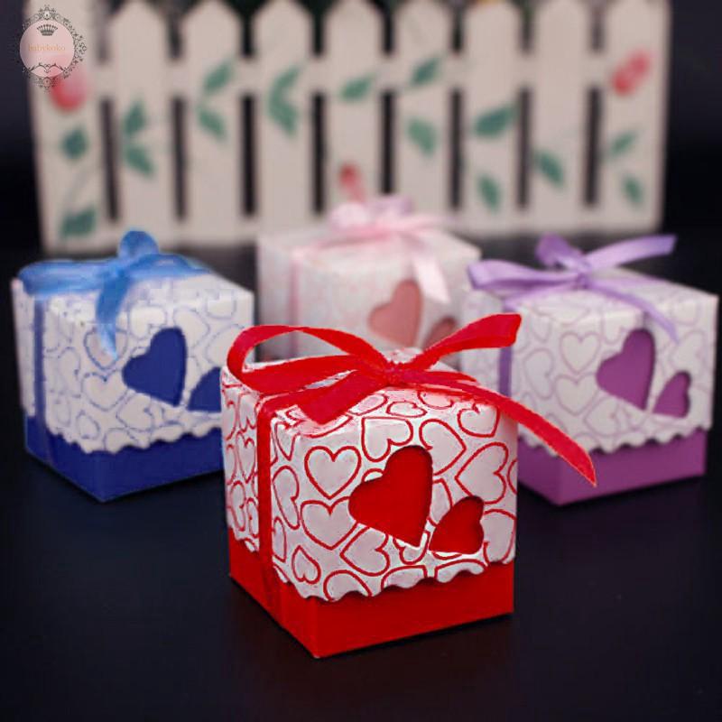 10Pcs Love Heart Candy Boxes Wedding Favor Party Gift Boxes With Ribbons (4)