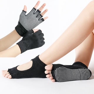 Aerial Yoga Gloves Yoga Socks Set Five Finger Gloves + Five Finger Socks Pilates Non-slip Socks