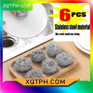 XQTPH.COM/6PCS Steel Wool Scrubber Metal Scouring Pad Stainless Steel Scourer Pot Brush Pads-Z395