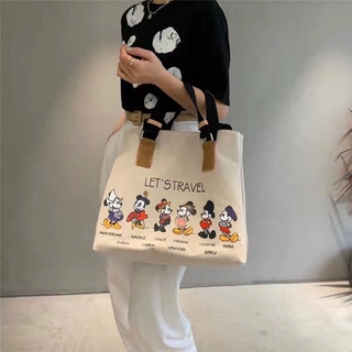 New Disney Korean canvas bag large-capacity tote bag Mickey mouse women fashion print shoulder bag