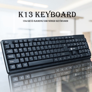【COD】K13 USB Keyboard 104 keys Gaming USB Wired Keyboard Office Home