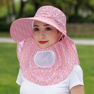Full Cherry Printed Sun Hat Sun-Proof Face Cover Hat Outdoor Labor Female Dry Farm Work Tea Picking Hat 400Pcs Turban Headbands Face Cover Thick Elastic Summer Protection Headwraps Sun Mask Sports UV Child Adjustable Sunhat Fashion Quality Fishing Women K (4)