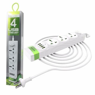 LMJ Bavin PC589 3 Power Socket Extension 17W with 3.4A Universal AC USB Charger HUB