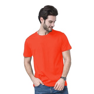 Men's Round Neck Plain Cotton T-Shirt /Orange/100% Cotton /Good quality/Makapal
