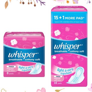 Whisper Cottony Soft Sanitary Napkin w/ Wings (Regular flow) 8s/16s