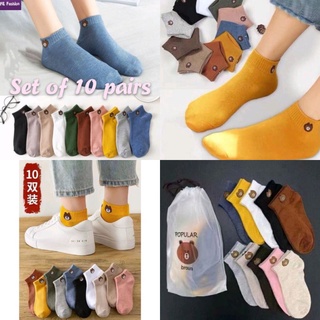 10 pairs korean Fashion printed ankle socks Iconic unisex socks