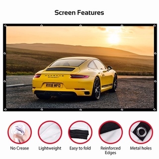 ☎150Inch Portable Projector Screen HD 16:9 Frameless Video Projection Screen Foldable Wall Mounted F