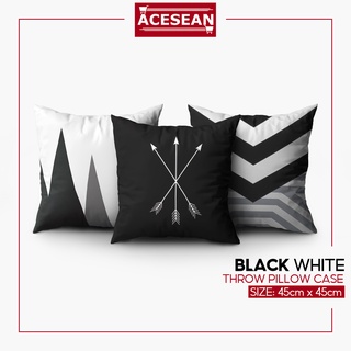 Throw Pillow Case With Zipper Geometric Black and White Pillow Case/ Punda for 18x18 Throw Pillow