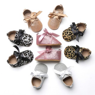 HIIU Girl Princess Shoes Bowknot Dance Shoes Anti-Slip Prewalker (1)