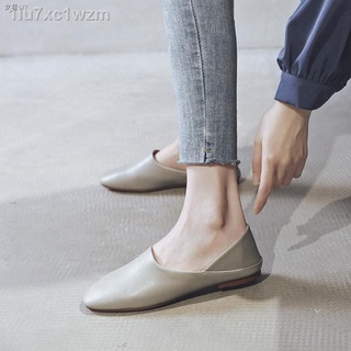 ﹍◕✓₪Hong Kong leather single shoes women s square head 2021 new summer all-match trendy shoes flat g (1)