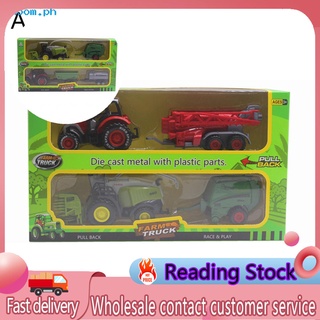 COD_ 2Pcs 1/42 Diecast Tractor Harvester Farm Vehicle Car Model Kids Toy Xmas Gift