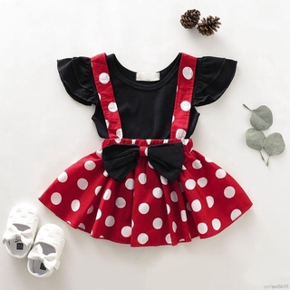 2Pcs Baby Girl Clothes Set Toddler Baby Dress Tshirt Top and Polka dot Suspender Skirt Clothing Set for Kids (3)