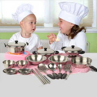20pcs Mini Stainless Steel Pots Pans Cookware Miniature Toy Pretend Play Gift (1)