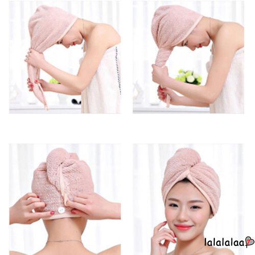 ❆☉❆New Quick Dry Head Shower Cap Towel Hair Wrap Soft (9)