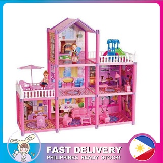 READY STOCK Doll House Showcase Villa Toys DIY Assembled Castle Dream Home Fun Pretend Play