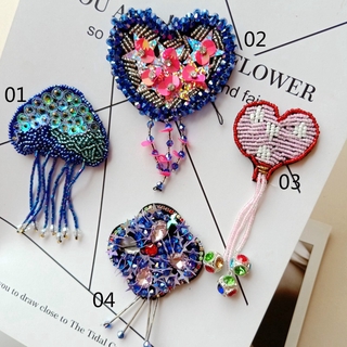 Heart Beaded Rhinestone Patches Sew on Sequins Applique