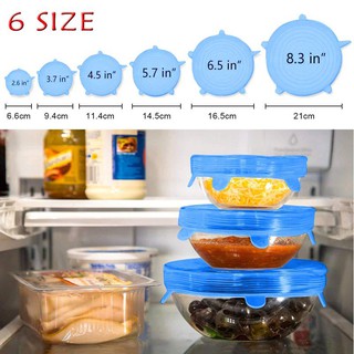 6pcs Stretch Silicone Food Bowl Cover Storage Wraps Seals Reusable Lids (5)