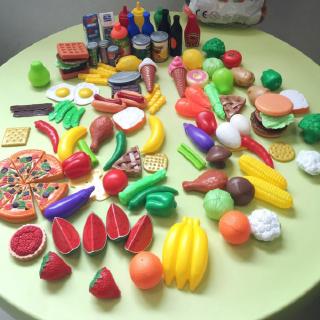 Hb-120 Pieces Plastic Food Fruit Vegetable Toy Set Kitchen Pretend Boys Girls Halloween Gifts Christmas Gifts (4)
