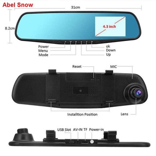 ◐✳Full HD 1080P Car Video Camera with Dual Lens for Vehicles Front & Rearview Mirror Car DVR Dash Ca