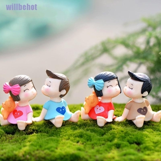 willbehot Lovers Couple Figurines Miniatures Fairy Garden Gnome Moss Terrariums Resin Crafts Decoration
