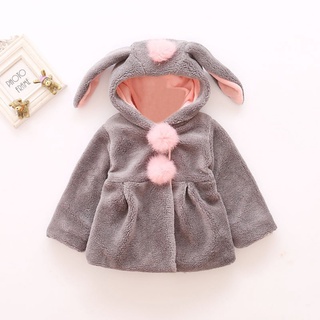 ❣Winter Baby Girls Lovely Rabbit Ear Hooded Coat Warm Tops Coat