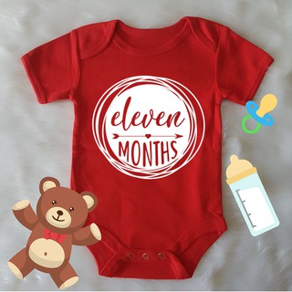ELEVEN MONTHS Unisex Baby Girl Boy Newborn Milestone Statement Cotton Shirt Onesie