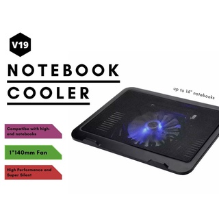 【Ready Stock】∏N19 12''-14'' Portable Laptop Cooler Pad One Big LED Light Fan Cooling Pads For Notebo