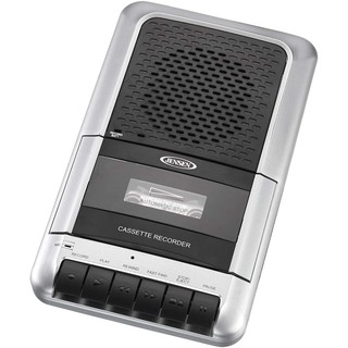 Jensen MCR-100SB Square Portable Cassette Recorder/Player and Voice Recorder w/ Speaker, Microphone