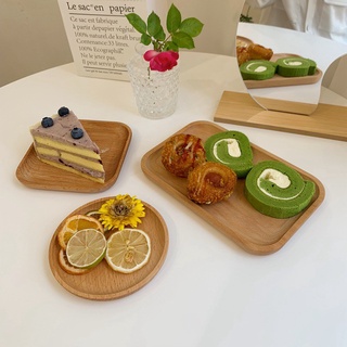 [Ready stock] Japanese oval beech small wooden saucer beech tray food storage kitchen tray dish ins coffee milk snack tray one person food log storage dish afternoon tea wooden saucer cup saucer cake saucer