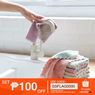 Double-sided Strong Absorbent Soft Scouring Pad Kitchen Cleaning Dish Towel Dry And Wet Household Cleaning Cloth