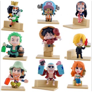 One Piece Collection Figure Chibi Set of 9 Party Luffy,Zoro,Nami,Robin,Usop,Sanji,Brook,Franky,Chop