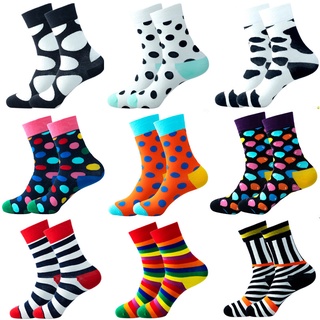 Fashion Men Women Unisex Casual Polka Dot Stripe Printing Design Comfort Cotton Long Socks Harajuku Socks Stocking