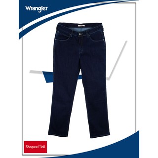 Wrangler Tina Medium Rise Regular Straight Five Pocket Jeans in Dark Blue Wash