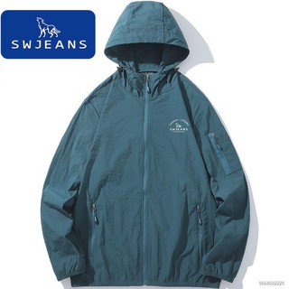❁▽SWJEANS sun protection clothing men s skin clothing hooded summer light and large size coat UV ski