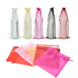 10X Sheer Organza Wine Bottle Gift Bags Cover For Party Wedding Favor☆