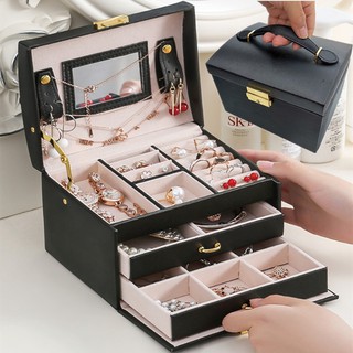 Multifunctional jewelry box three-layer drawer tray jewelry storage box watch earring storage box