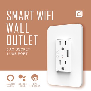 SMART WIFI WALL OUTLET - 15 Ampere, 2500 Watts, Works with Amazon Alexa, Google Home, Siri Shortcuts (1)