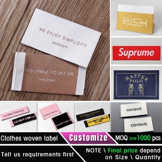 personalized woven label collar tag customized garment label print clothing ribbon cotton silk polyester label