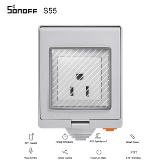 SONOFF S55 WiFi Smart Waterproof Socket Wireless Plug US Standard Smart Socket eWeLink APP Timing Control your Lights/Fans/Other Appliances