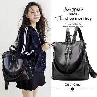 CYY Korean fashion classic black high-quality leather pu women's backpack shoulder bag handbag