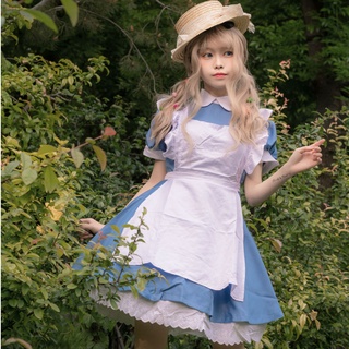 【Cute Japanese Lolita Dress】Halloween Anime Cosplay Maid Costume Sweet Short Sleeve Ruffle Lolita Dr