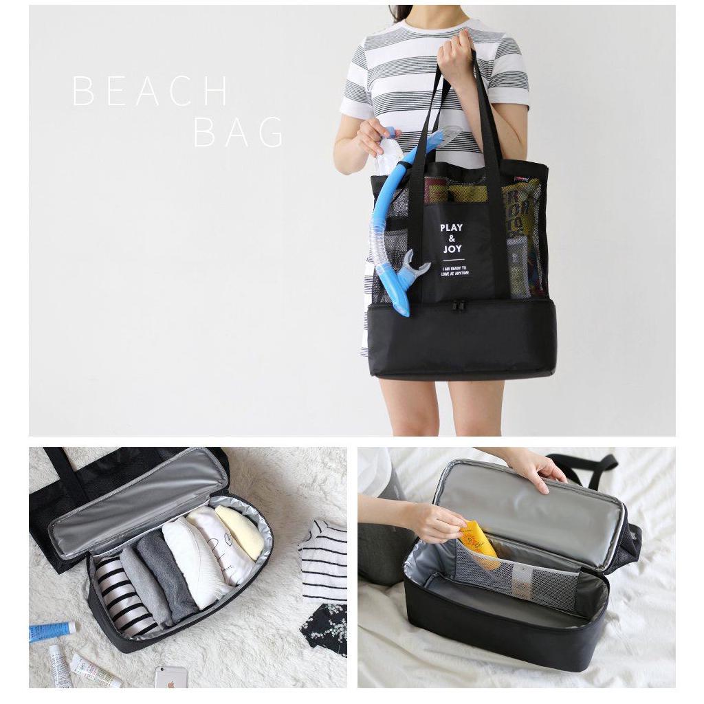 Travel portable insulation bag double picnic bag multi-function grid collection bag (1)