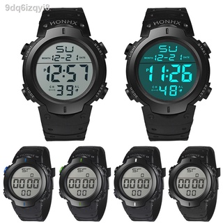 Spot quick delivery☄❍Fashion Waterproof Men's Boy LCD Digital Stopwatch Date Rubber Sport Wrist