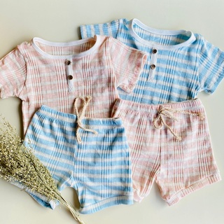 PREMIUM | Unisex Stripes Buho Shorts & Tshirt Knit Comfy Kids Basic Trendy Clothes / Pambahay/ Terno (4)