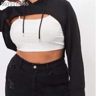 [wholesale]✗✘PLUS SIZE NIKITA Tube Crop Top with CUT OUT HOODIE LONGSLEEVE Oversized TOPS JACKET