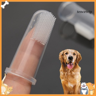 ▤✻Ten_2Pcs Pet Finger Toothbrush Silicone Teeth Care Dog Cat Cleaning Brush Kit Tool